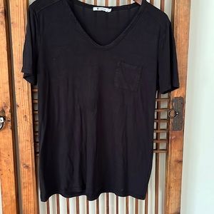 Short tshirt black top rayon